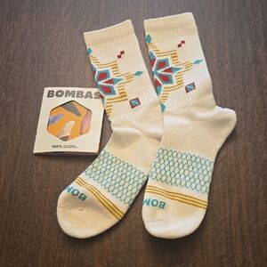 Bombas White Socks with Blue and Yellow Accents